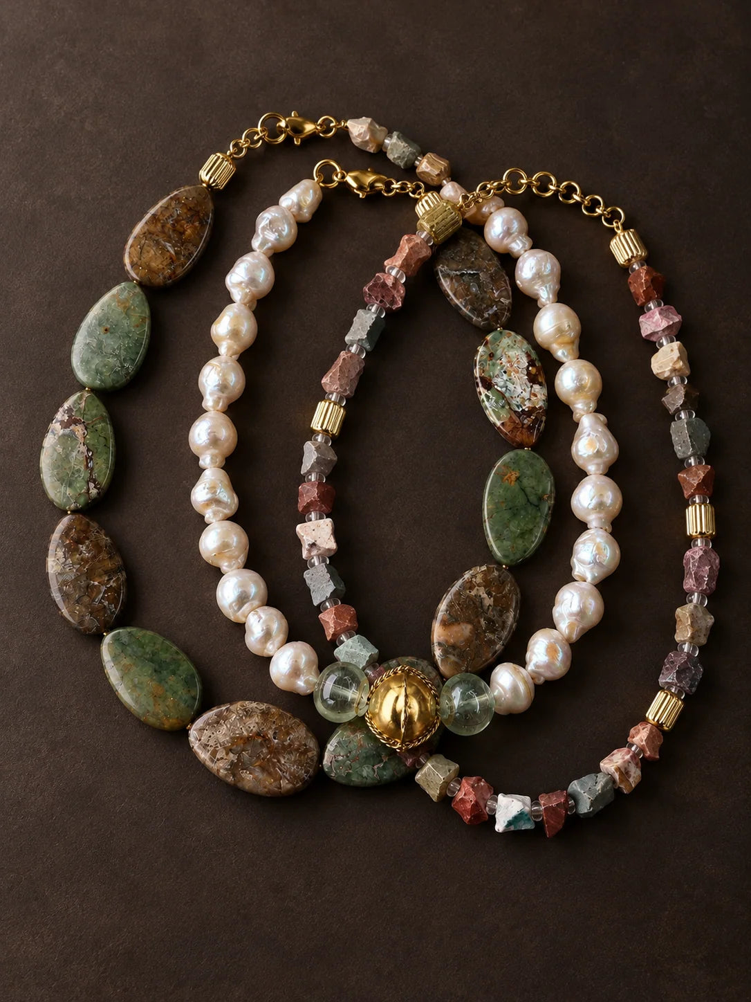 Oval Green Agate Kolye
