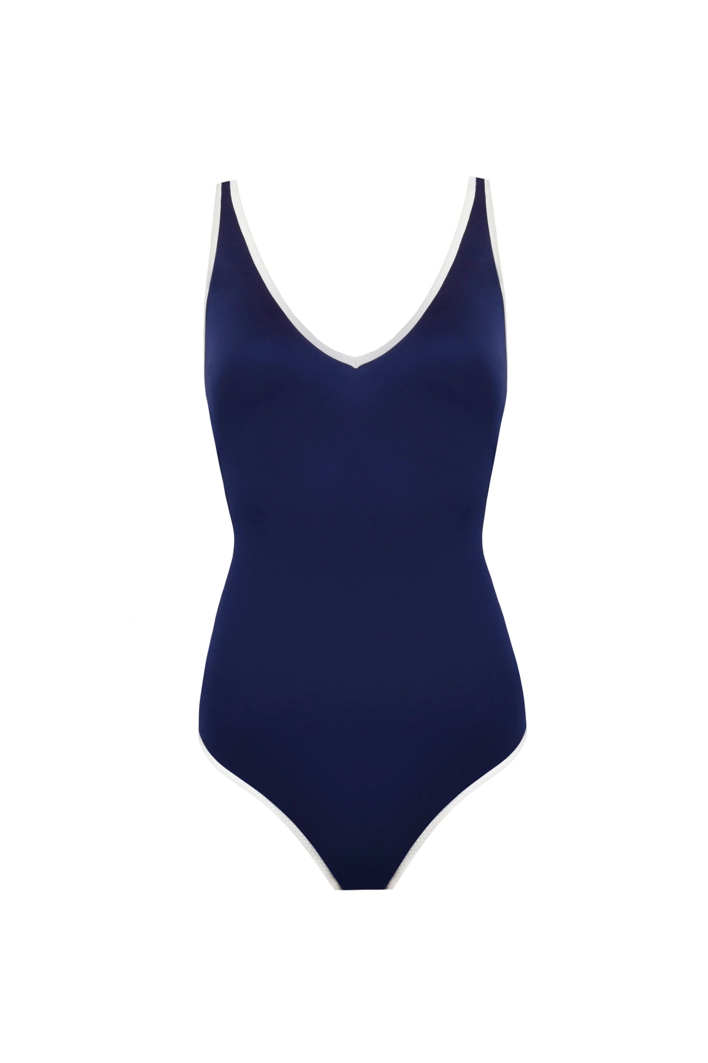 Nicole Contrast Navyblue and White Swimsuit