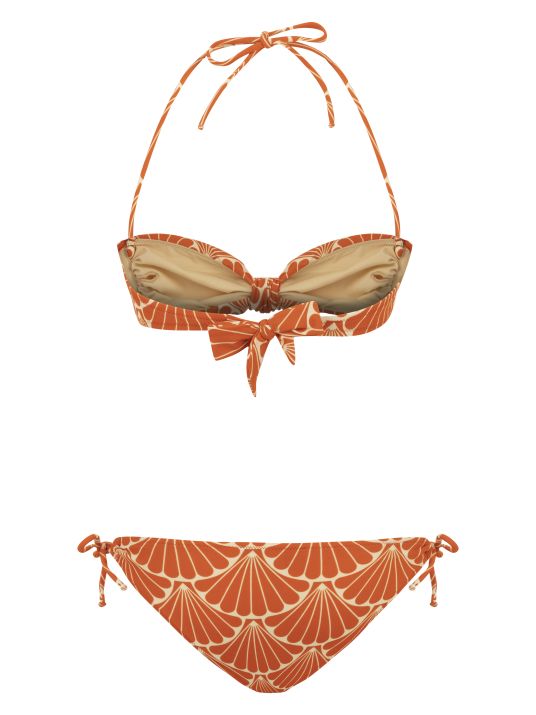 Deniz Kabuğu Desenli Straplez Bikini Takım