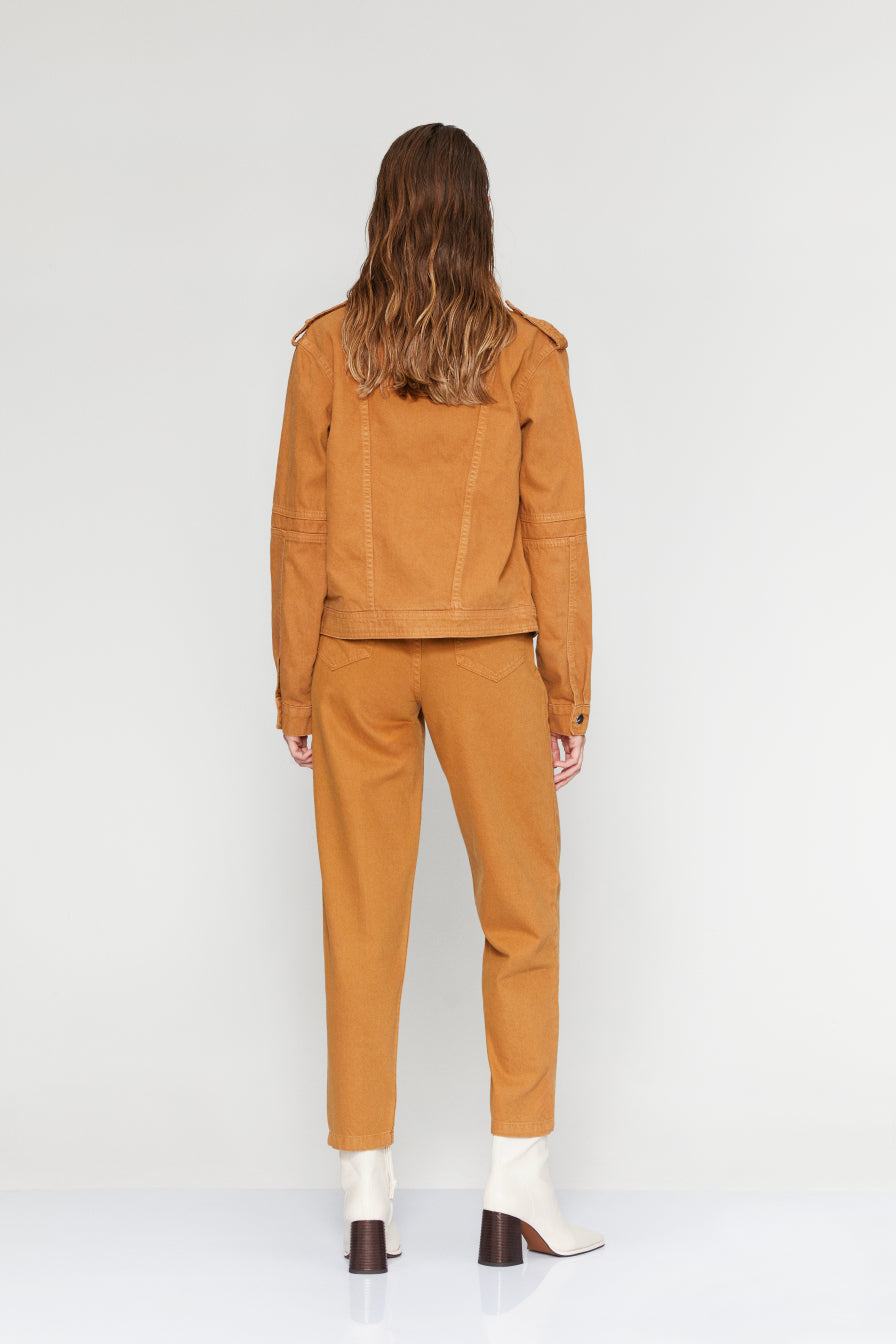 Kemerli Camel Denim Pantolon