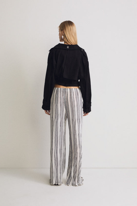 Pamuk Siyah Kısa Trençkot