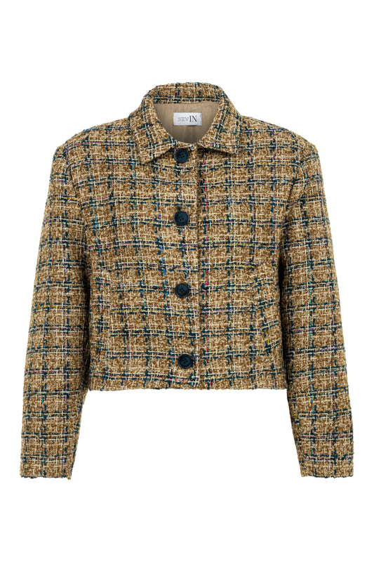 Lacivert Desenli Tüvit Ceket