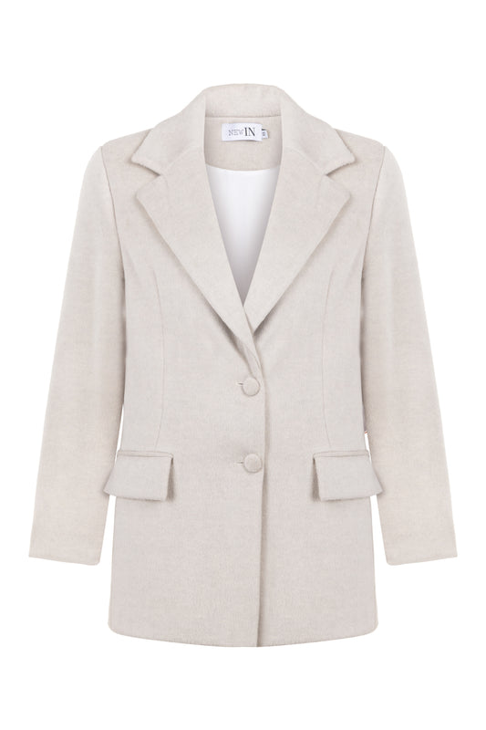 Oversize Ekru Ceket Kaban