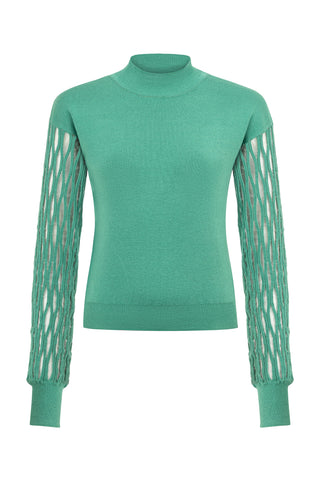 Kolu Transparan Yeşil Kazak