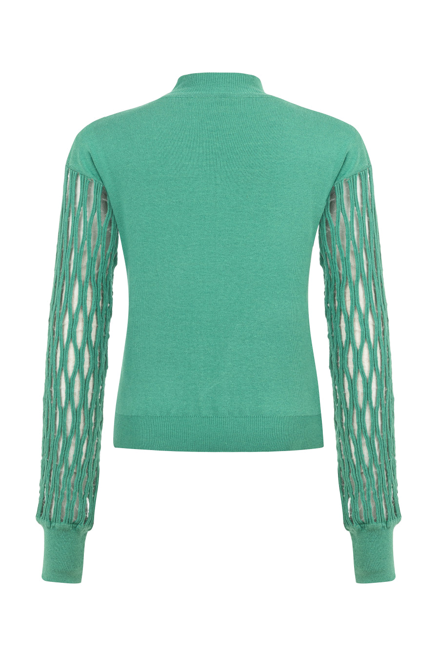 Kolu Transparan Yeşil Kazak