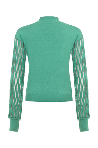 Kolu Transparan Yeşil Kazak