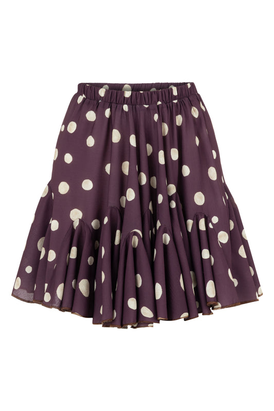 Volanlı Bordo Puanlı Mini Etek