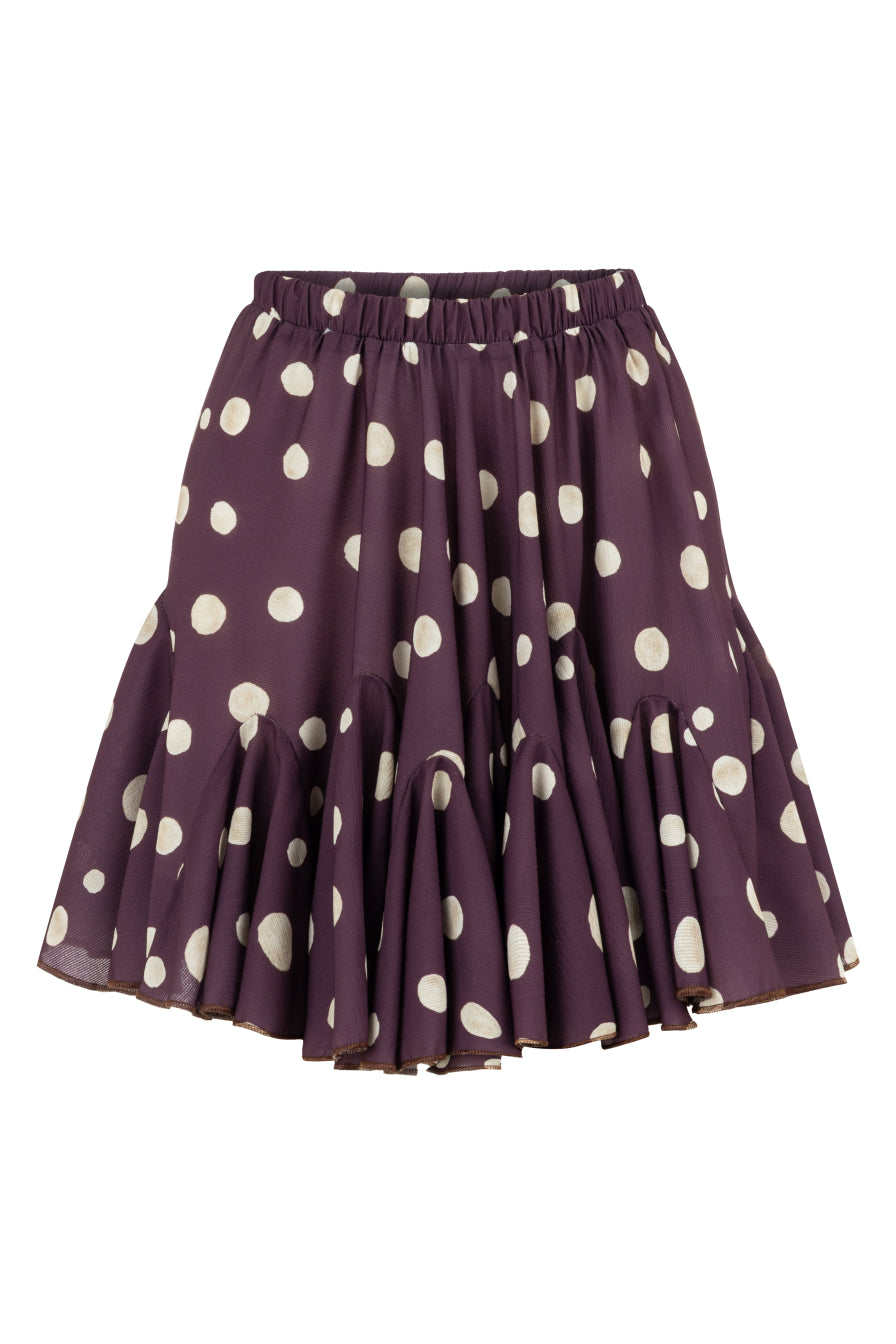 Volanlı Bordo Puanlı Mini Etek