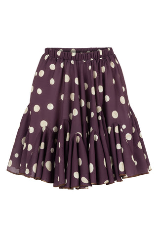 Volanlı Bordo Puanlı Mini Etek