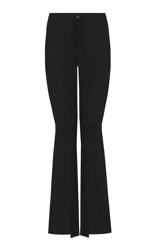 Black Matt Split Flare Pants