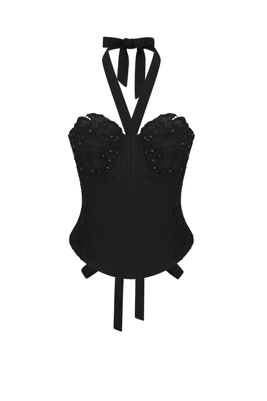 Bloom Embellish Detail Nero Corsette