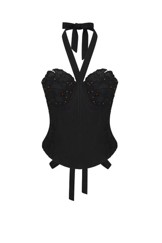 Bloom Embellish Detail Nero Corsette