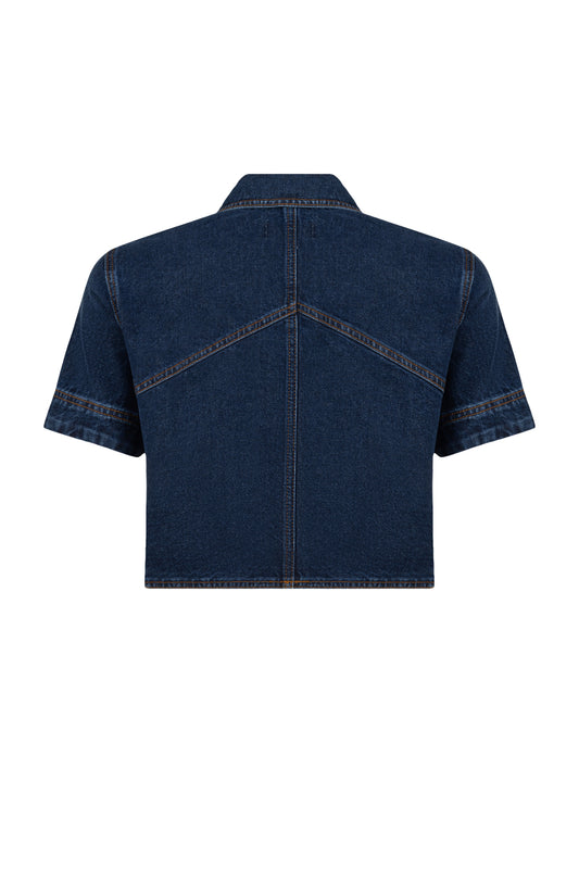 Gold Düğmeli Lacivert Denim Ceket