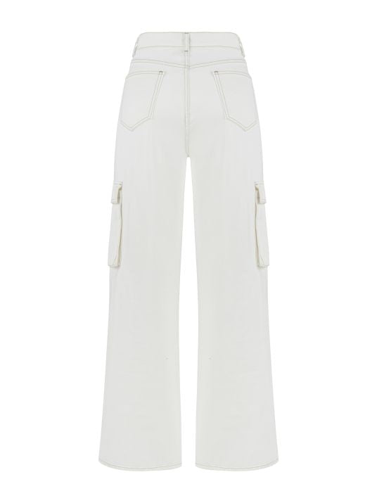 Fermuar Detaylı Beyaz Denim Pantolon