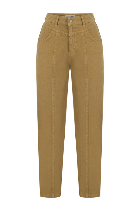 Kemerli Camel Denim Pantolon