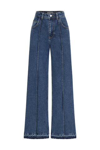 Nervürlü Lacivert Denim Pantolon