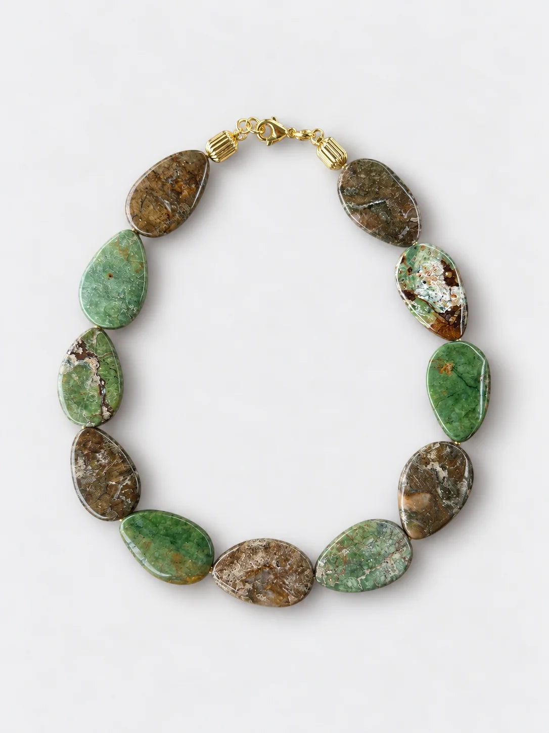 Oval Green Agate Kolye