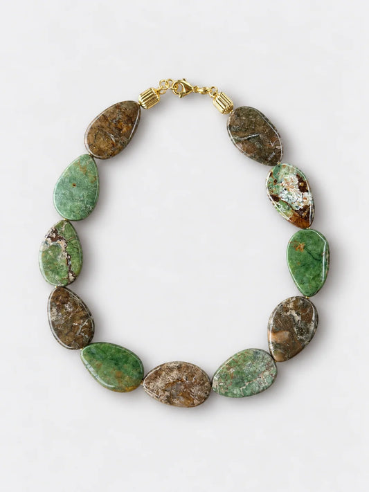 Oval Green Agate Kolye