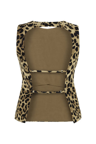 Sırt Dekolteli Leopar Bluz