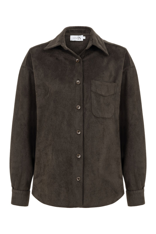 Acı Kahve İnce Kadife Gömlek