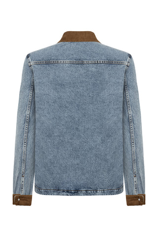 Kadife Yaka Detaylı Denim Ceket