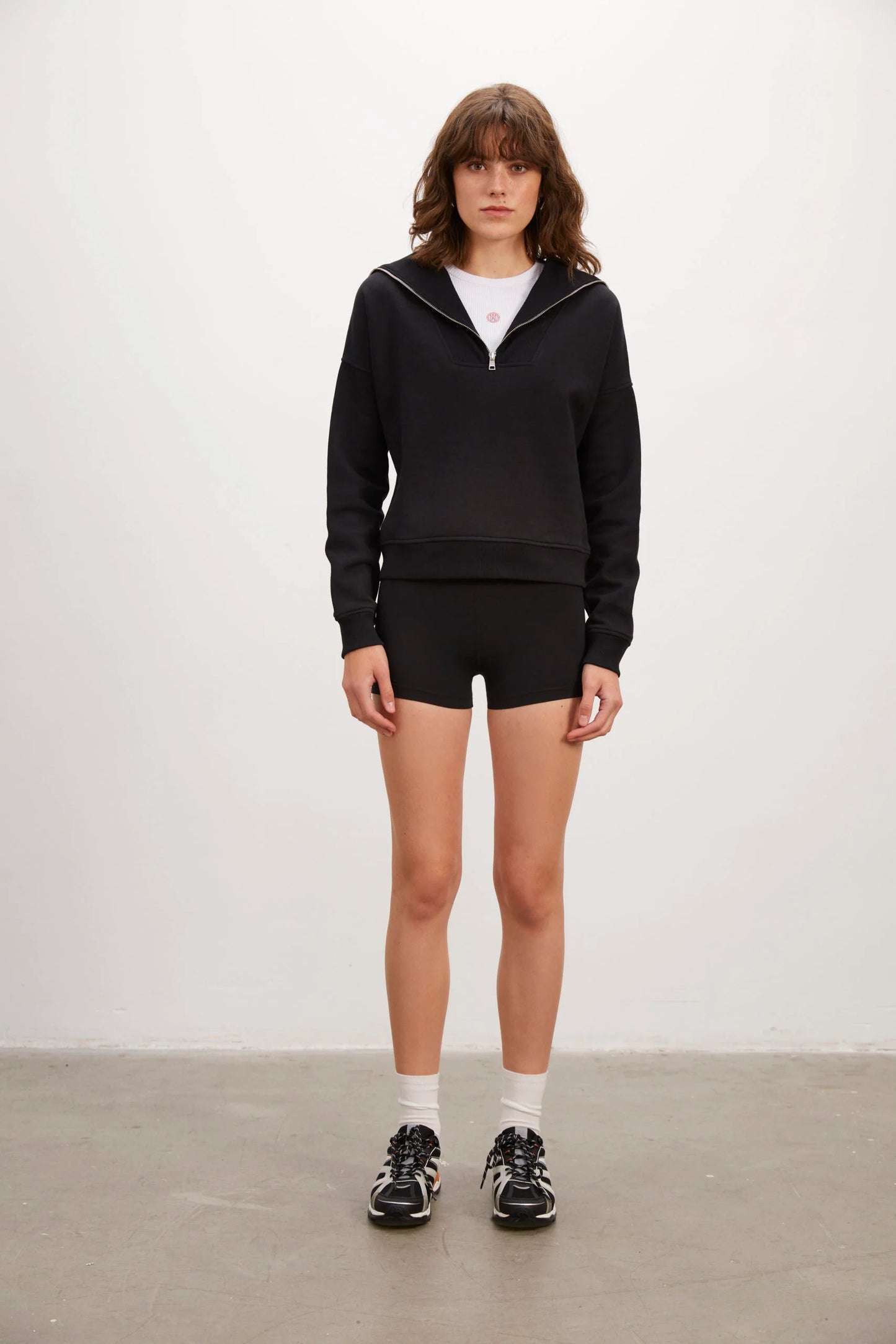 Half Zipper Black Sweatshirt