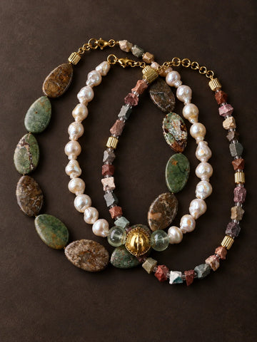 Oval Green Agate Kolye
