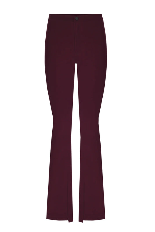 Burgundy Matt Split Flare Pants