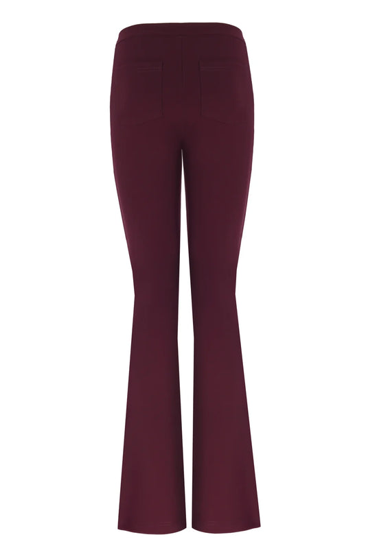 Burgundy Matt Split Flare Pants