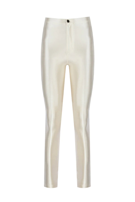 Cecile Ecru Shiny Pants