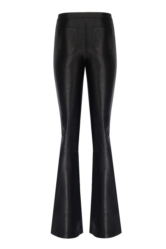 Sophie Black Shiny Flared Pants