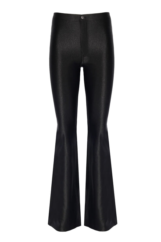 Sophie Black Shiny Flared Pants