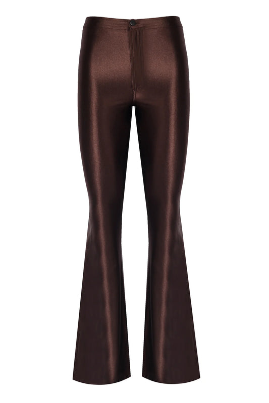 Sophie Brown Shiny Flared Pants