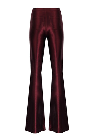 Sophie Burgundy Shiny Flared Pants