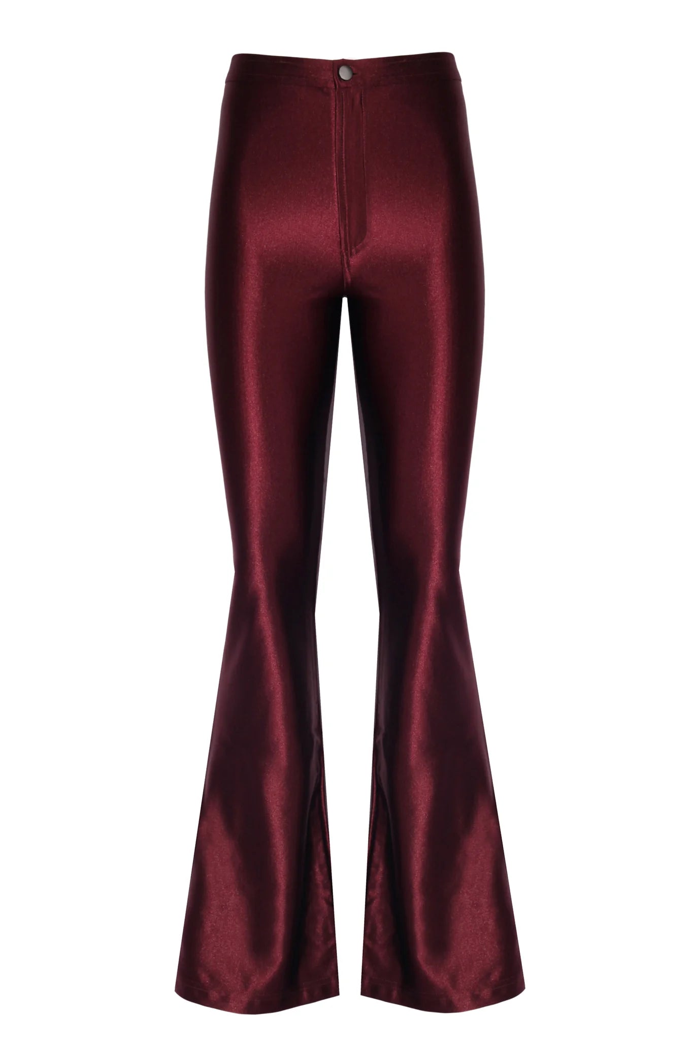 Sophie Burgundy Shiny Flared Pants