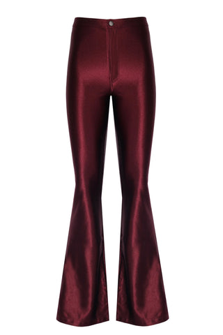 Sophie Burgundy Shiny Flared Pants