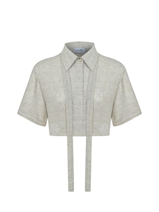 Kısa Kollu Dokulu Kısa Gömlek