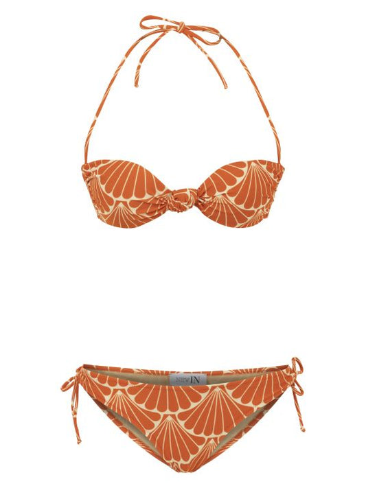 Deniz Kabuğu Desenli Straplez Bikini Takım