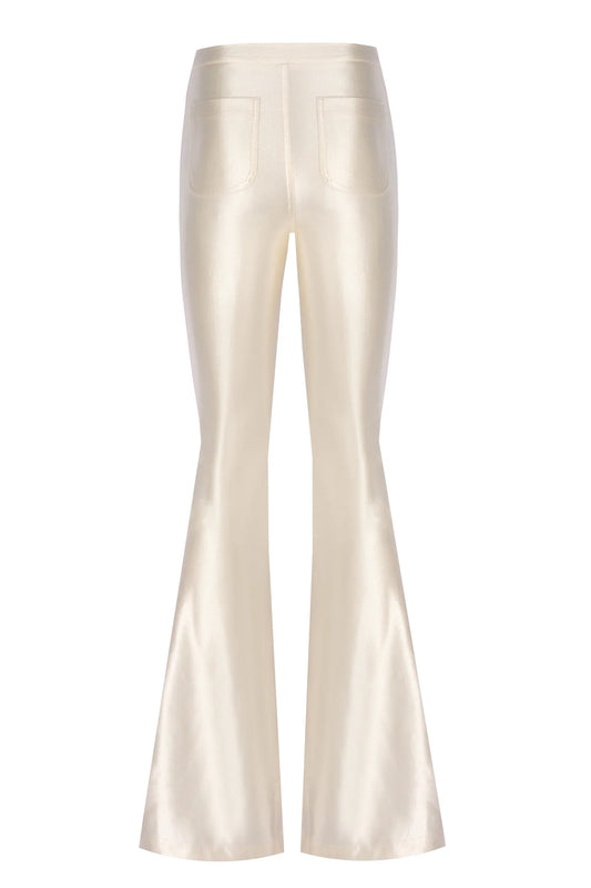 Sophie Ivory Shiny Flared Pants