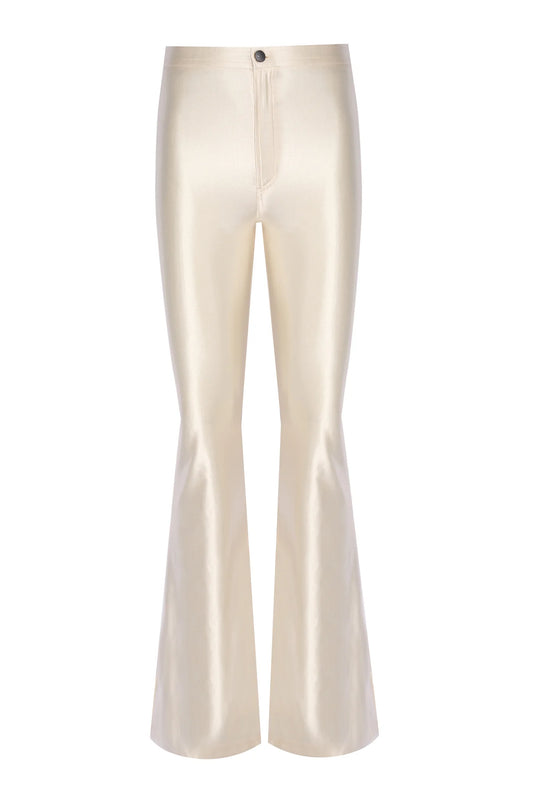 Sophie Ivory Shiny Flared Pants