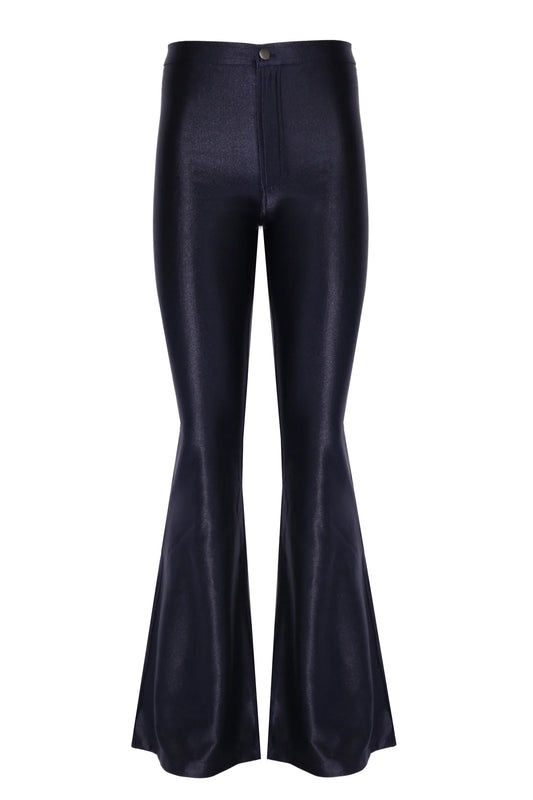 Sophie Navy Blue Shiny Flared Pants