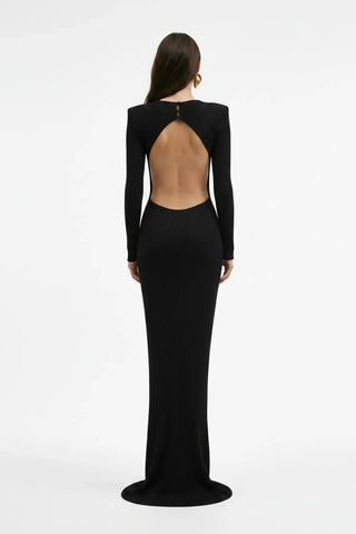 SİYAH CUT-OUT DETAYLI MAXİ ELBİSE