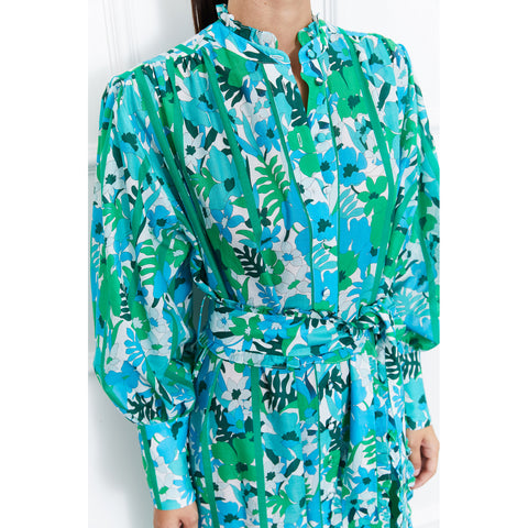 Jasmine Uzun İpek Koton Elbise (Yeşil)