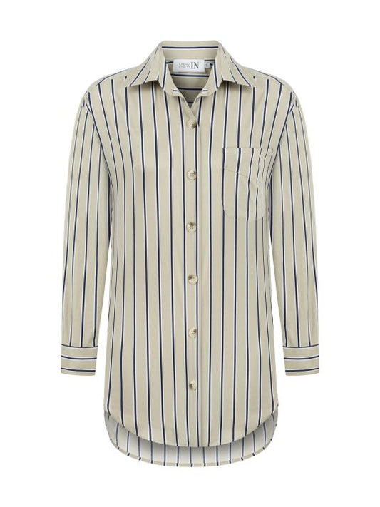 Bej Çizgili Gömlek