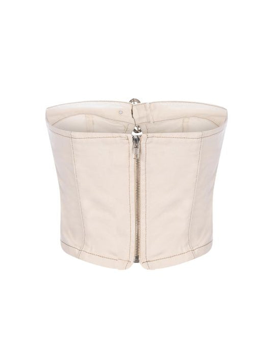 Kemerli Beyaz Denim Büstiyer